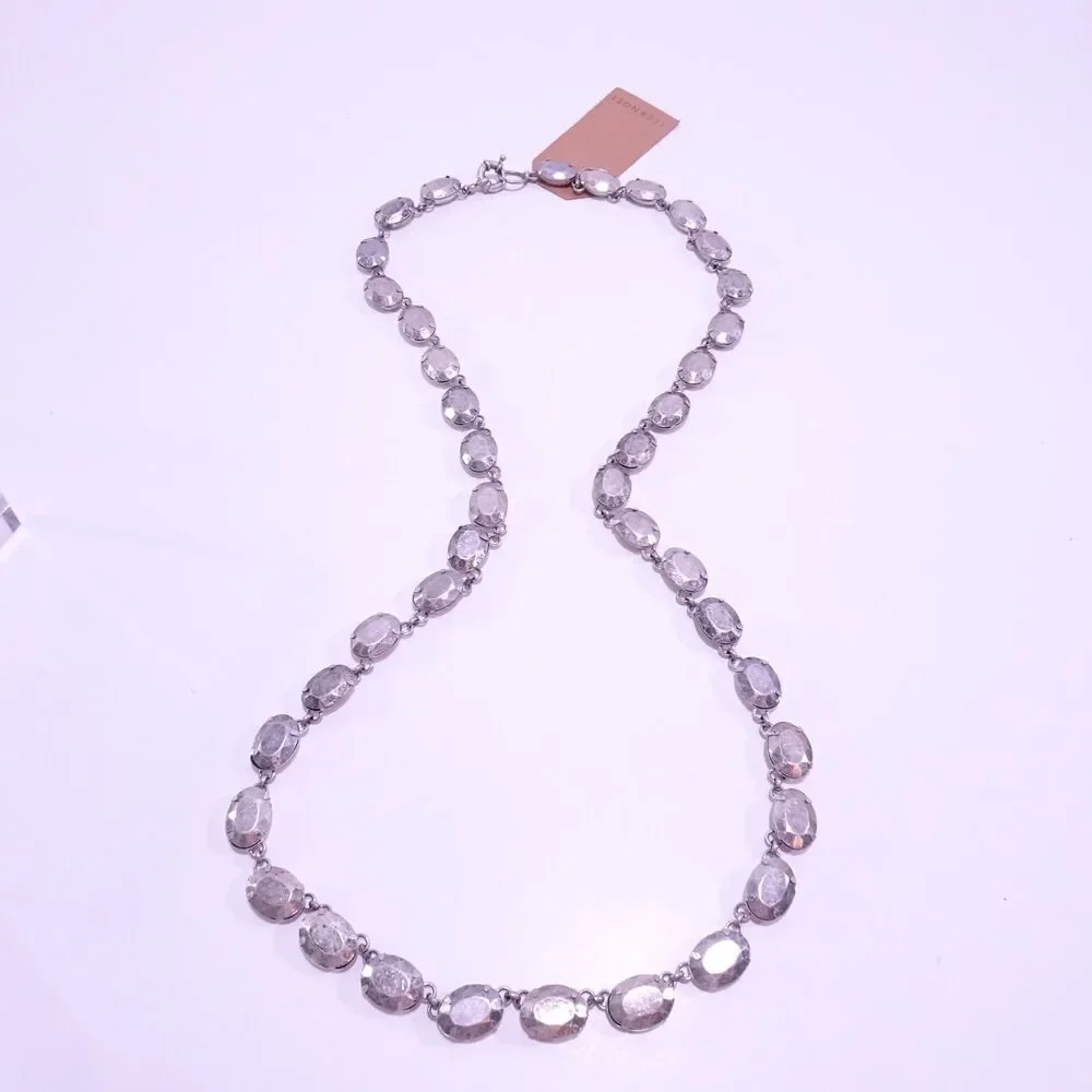 Lee Angel Neiman Marcus PIPER Antique Silver Bubble Oval LONG Necklace NWT 289